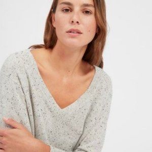 Everlane Cashmere Crop V-neck Sweater in frost Donegal XXS